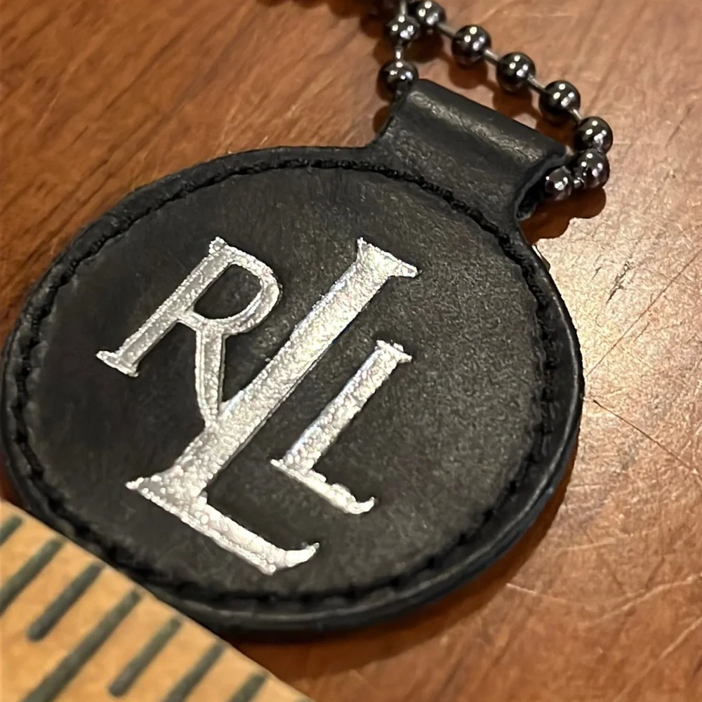 Ralph Lauren Leather hang tag Key Chain leather black silver